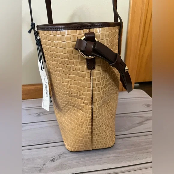 New Dooney & Bourke Lilliana natural brown woven leather strap handle tote purse - Picture 6 of 15